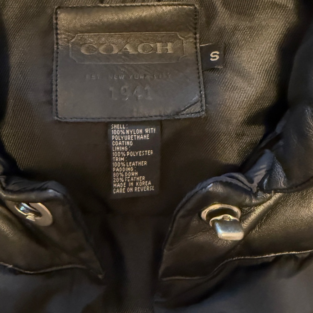 Coach Black Leather Outerwear